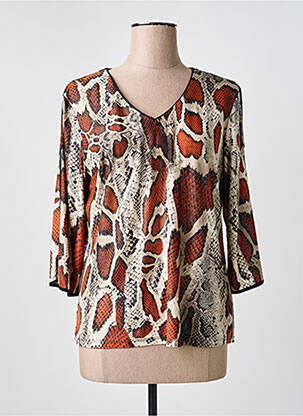 T-shirt manches 3/4 manches 3/4 marron JULIE GUERLANDE femme