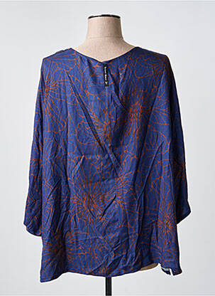 T-shirt manches 3/4 manches 3/4 bleu POISSONS BLANCS femme