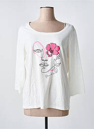 T-shirt coupe droite manches 3/4 blanc JULIE GUERLANDE femme