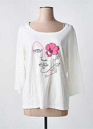 T-shirt sérigraphie floquée manches 3/4 blanc JULIE GUERLANDE femme
