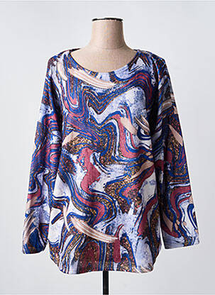 Pull stretch manches longues bleu COULEURS DU TEMPS femme