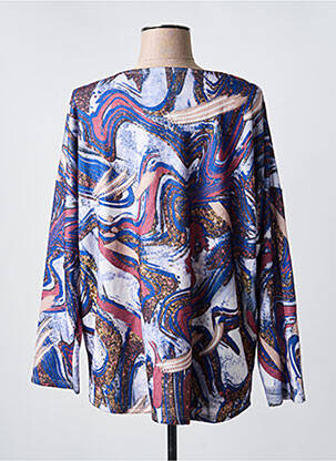 Pull coupe droite manches longues bleu COULEURS DU TEMPS femme