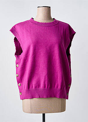 Pull resserrée sur le bas manches courtes rose C'EST BEAU LA VIE femme