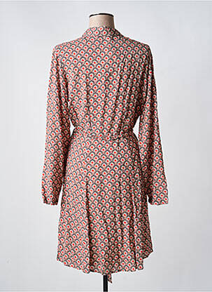 Robe mi-longue imprimé fantaisie manches longues rouge C'EST BEAU LA VIE femme