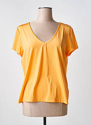 T-shirt col v manches courtes orange HBT femme