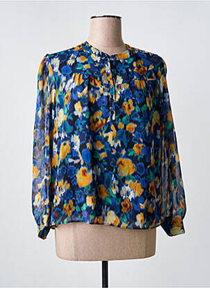 Blouse imprimé fantaisie manches longues bleu JULIE GUERLANDE femme