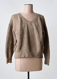 Pull col v manches longues marron C'EST BEAU LA VIE femme
