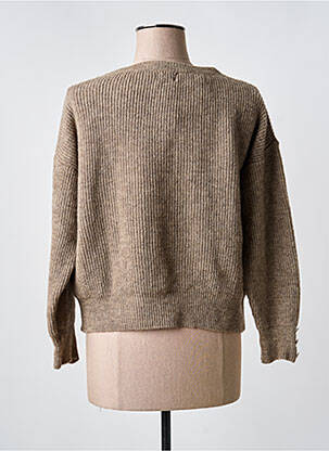 Pull col v manches longues marron C'EST BEAU LA VIE femme