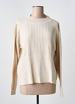 Pull coupe droite manches longues beige C'EST BEAU LA VIE femme