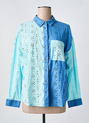 Chemisier coupe droite manches longues bleu C'EST BEAU LA VIE femme