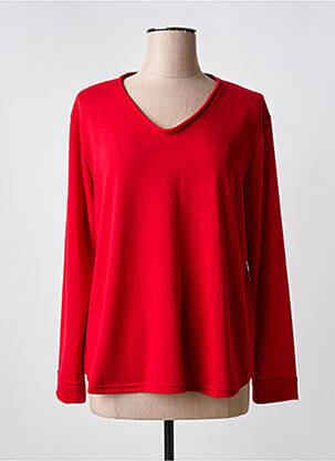 Pull col v manches longues rouge FRANCK ANNA femme