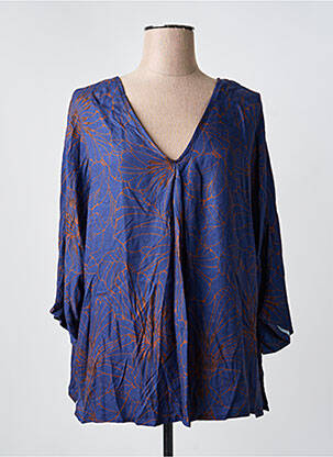 T-shirt bleu POISSONS BLANCS femme