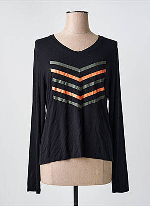 T-shirt sérigraphie floquée manches longues noir HBT femme