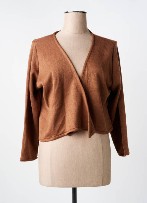 Gilet manches longues manches 3/4 marron POISSONS BLANCS femme