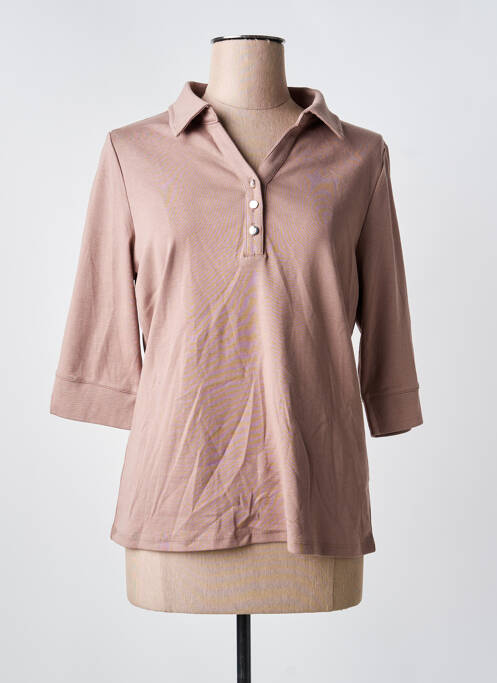 Polo coupe cintrée manches courtes marron MARBLE femme