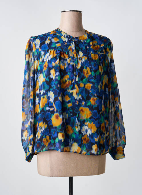 Blouse imprimé fantaisie manches longues bleu JULIE GUERLANDE femme