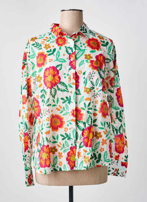 Chemisier imprimé fleurs manches longues blanc C'EST BEAU LA VIE femme