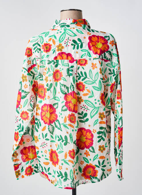 Chemisier imprimé fleurs manches longues blanc C'EST BEAU LA VIE femme