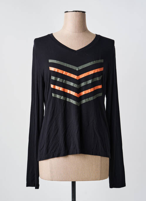 T-shirt sérigraphie floquée manches longues noir HBT femme