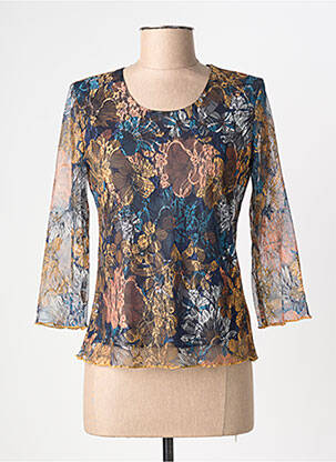 Top col rond manches 3/4 bleu CHRISTINE LAURE femme