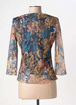 Top col rond manches 3/4 bleu CHRISTINE LAURE femme