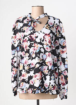 Blouse imprimé fleurs manches longues noir IMITZ femme