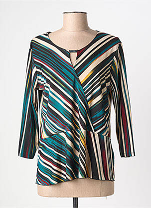 Top tissage crêpe manches 3/4 vert CHRISTINE LAURE femme