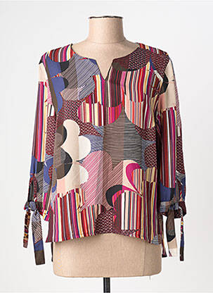 Blouse imprimé fantaisie manches 3/4 rouge CHRISTINE LAURE femme
