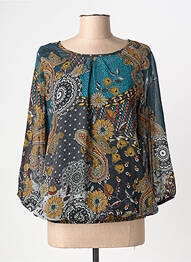 Blouse légère et transparente manches 3/4 bleu CHRISTINE LAURE femme