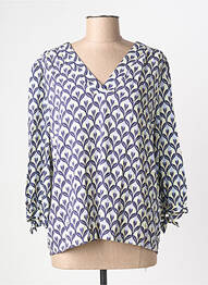 Blouse imprimé fantaisie manches 3/4 bleu JULIE GUERLANDE femme