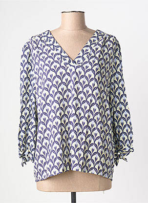Blouse imprimé fantaisie manches 3/4 bleu JULIE GUERLANDE femme