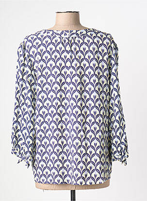 Blouse imprimé fantaisie manches 3/4 bleu JULIE GUERLANDE femme