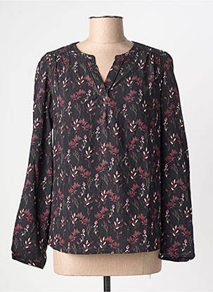 Blouse tissage popeline manches longues noir JULIE GUERLANDE femme
