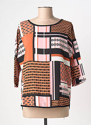 Blouse imprimé fantaisie manches 3/4 orange CHRISTINE LAURE femme