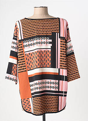 Blouse imprimé fantaisie manches 3/4 orange CHRISTINE LAURE femme