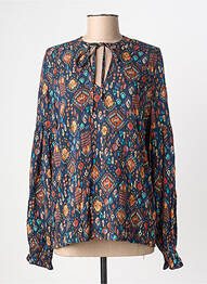 Blouse imprimé fantaisie manches longues bleu GEISHA femme