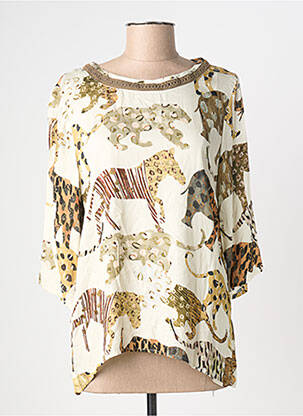 Blouse imprimé fantaisie manches 3/4 beige GEISHA femme