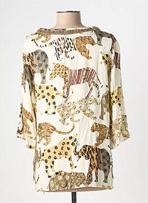 Blouse tissage popeline manches 3/4 beige GEISHA femme