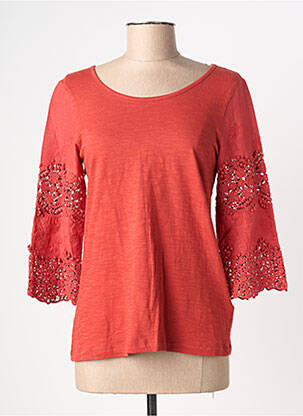 T-shirt stretch manches 3/4 orange C'EST BEAU LA VIE femme