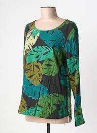 Blouse fermeture boutonnée au dos manches longues vert GEISHA femme
