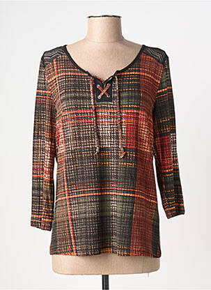 T-shirt imprimé fantaisie manches 3/4 orange CHRISTINE LAURE femme