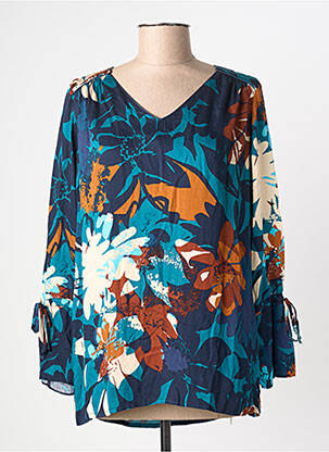 Blouse imprimé fleurs manches longues bleu GREGORY PAT femme