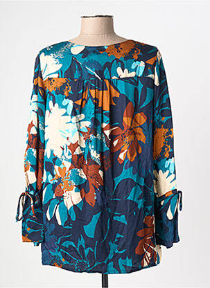 Blouse tissage popeline manches longues bleu GREGORY PAT femme