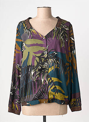 Chemisier tissage crêpe manches longues violet JULIE GUERLANDE femme