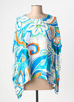 Blouse imprimé fantaisie manches 3/4 bleu GREGORY PAT femme