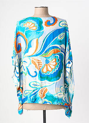 Blouse imprimé fantaisie manches 3/4 bleu GREGORY PAT femme