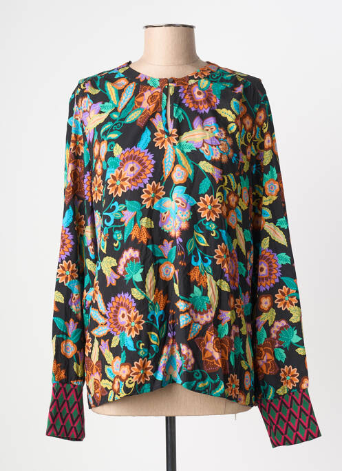Blouse imprimé fleurs manches longues noir GEISHA femme