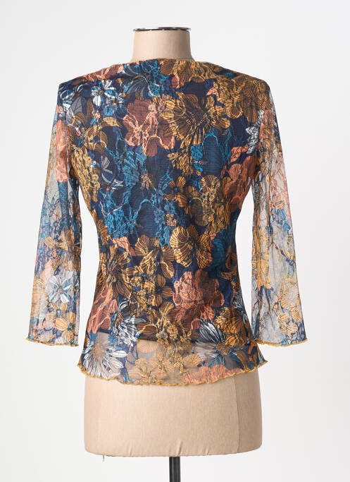 Top col rond manches 3/4 bleu CHRISTINE LAURE femme