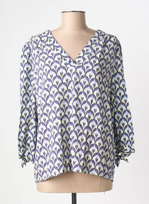 Blouse imprimé fantaisie manches 3/4 bleu JULIE GUERLANDE femme