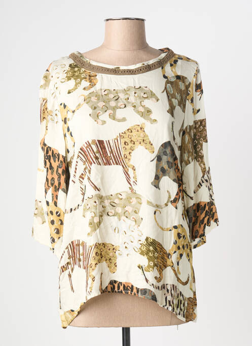 Blouse imprimé fantaisie manches 3/4 beige GEISHA femme